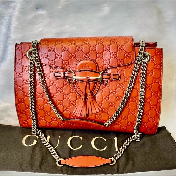 Gucci Tangerine Embossed Leather Shoulder Bag - Picture 7 of 17